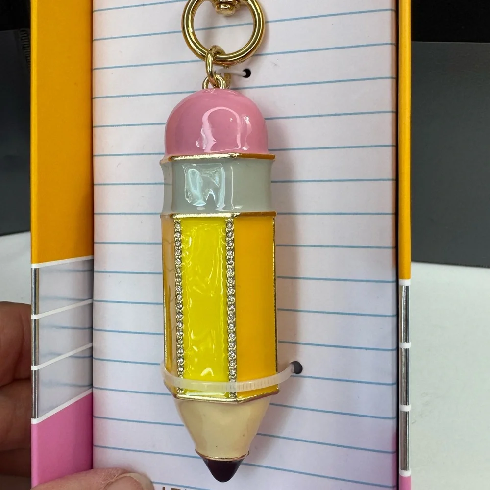 Yellow and Pink Pencil Handbag Charm/Keychain - Picture 2 of 2